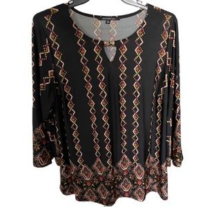 Plus Size Women's BoHo Bell Sleeve Blouse - Size 2X